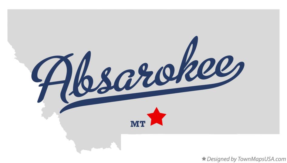 Map of Absarokee, MT, Montana