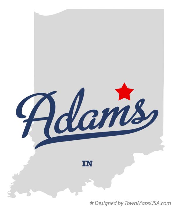 Map of Adams, Madison County, IN, Indiana