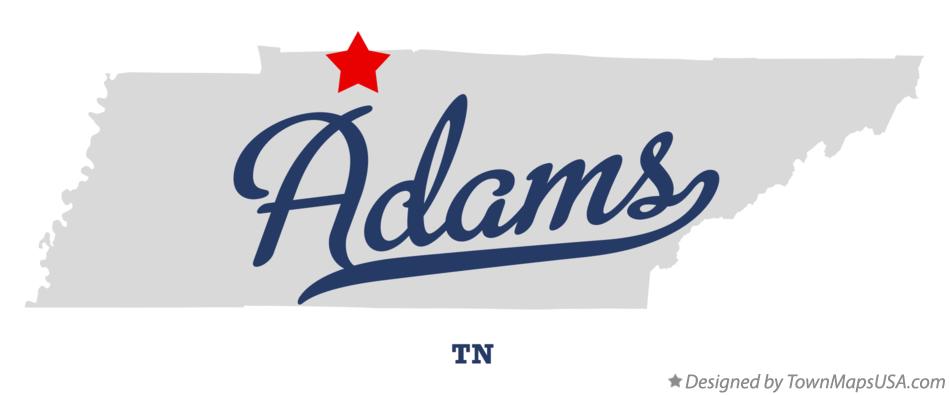 Map of Adams, TN, Tennessee