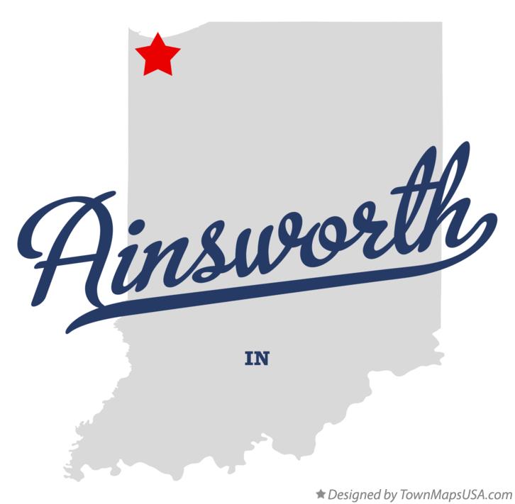 Map of Ainsworth, IN, Indiana