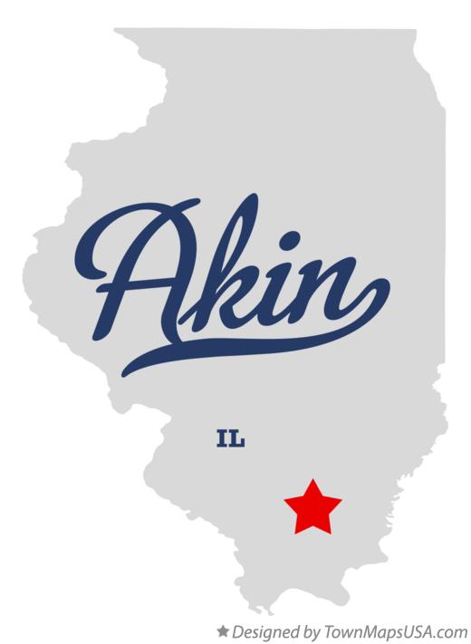 Map of Akin, IL, Illinois