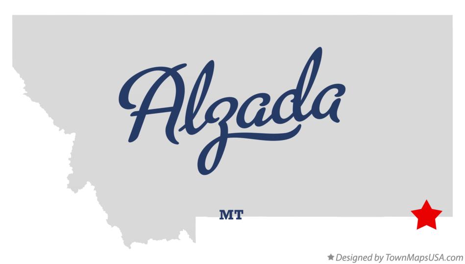 Map of Alzada, MT, Montana