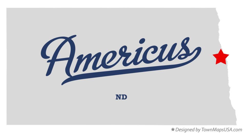 Map of Americus, ND, North Dakota