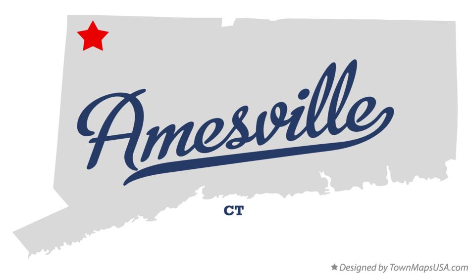 Map of Amesville, CT, Connecticut