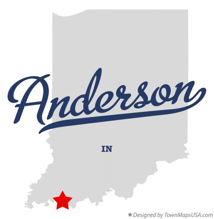 Map of Anderson, Warrick County, IN, Indiana