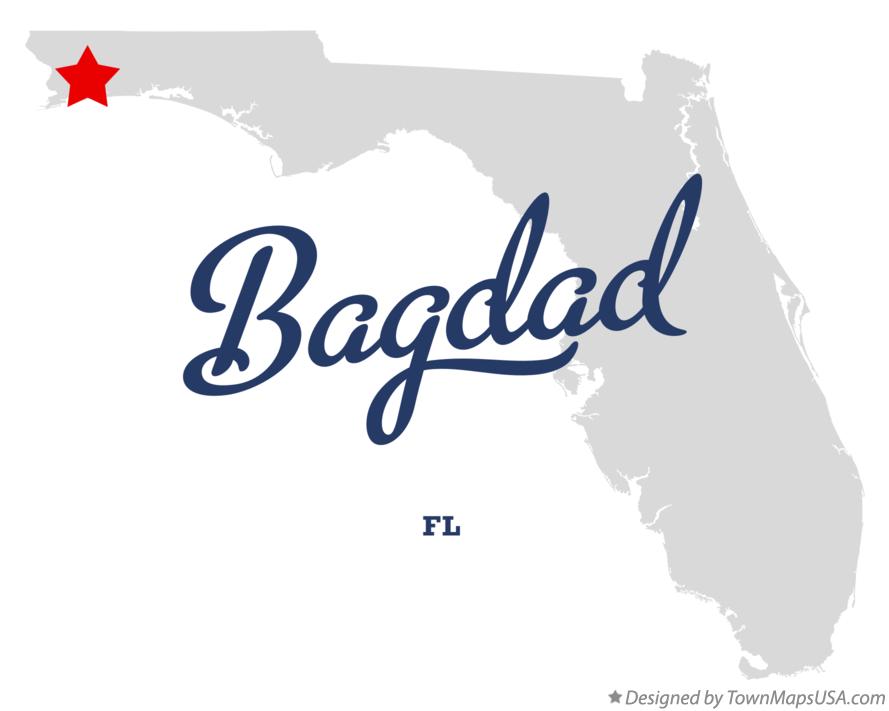 Map of Bagdad, FL, Florida