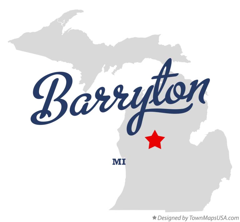 Map of Barryton, MI, Michigan