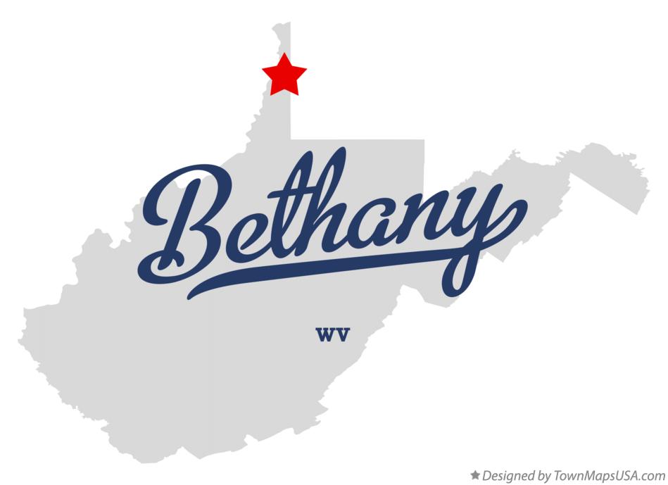 Map of Bethany, WV, West Virginia