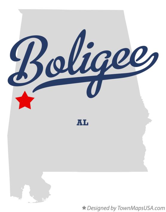 Map of Boligee, AL, Alabama