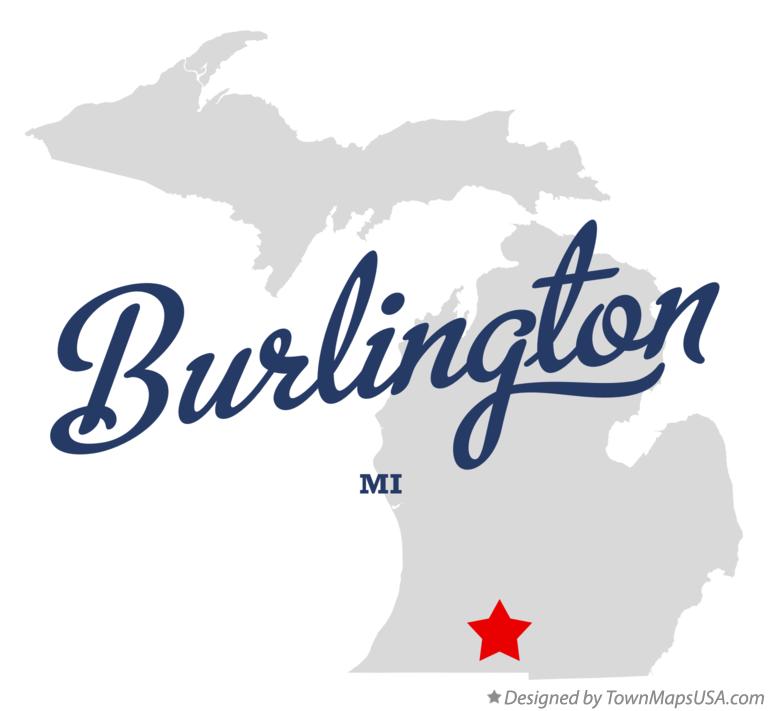 Map of Burlington, Calhoun County, MI, Michigan