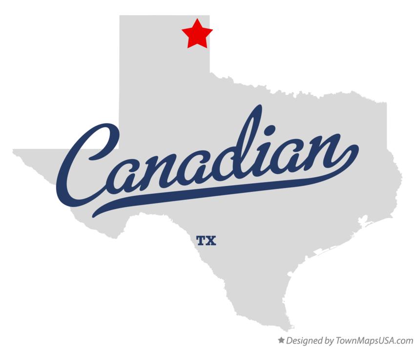 Map of Canadian, TX, Texas