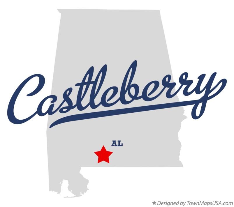 Map of Castleberry, AL, Alabama