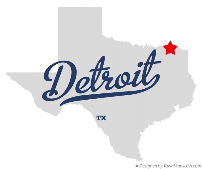 Map of Detroit, TX, Texas