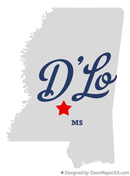 Map of D'Lo, MS, Mississippi
