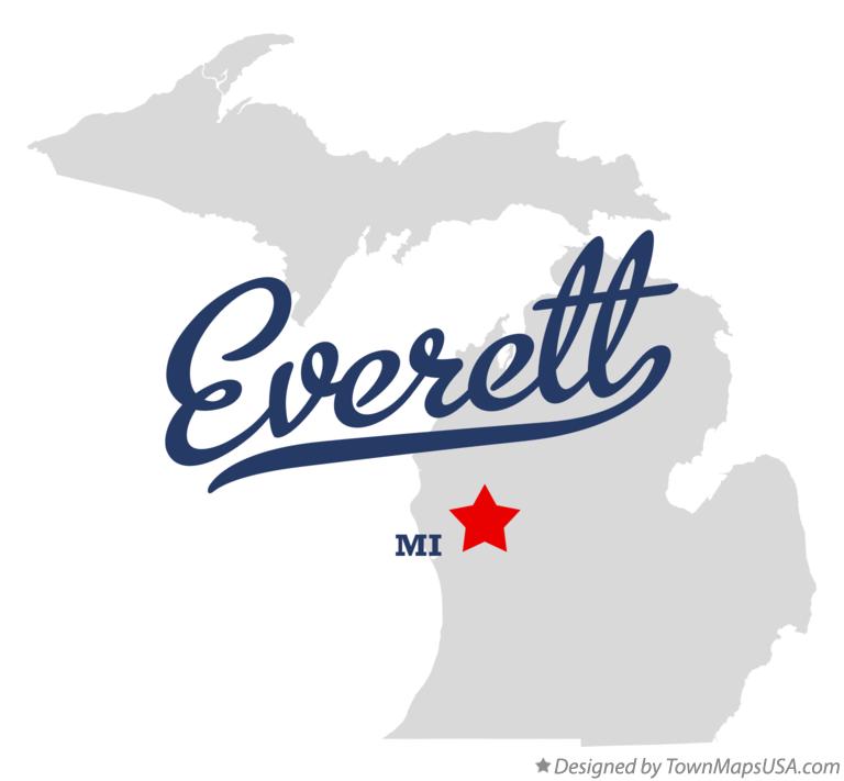 Map of Everett, MI, Michigan