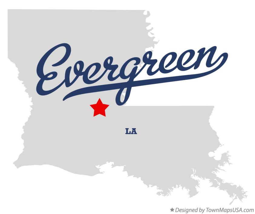Map of Evergreen, LA, Louisiana