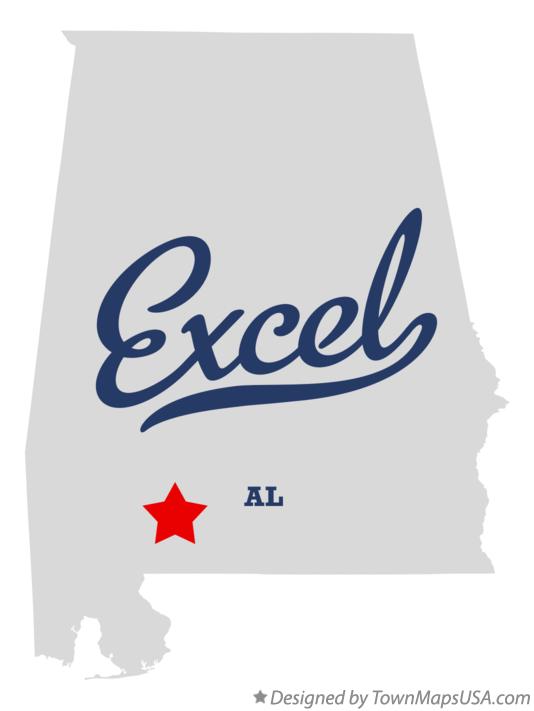 Map of Excel, AL, Alabama