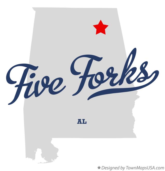 Map of Five Forks, AL, Alabama