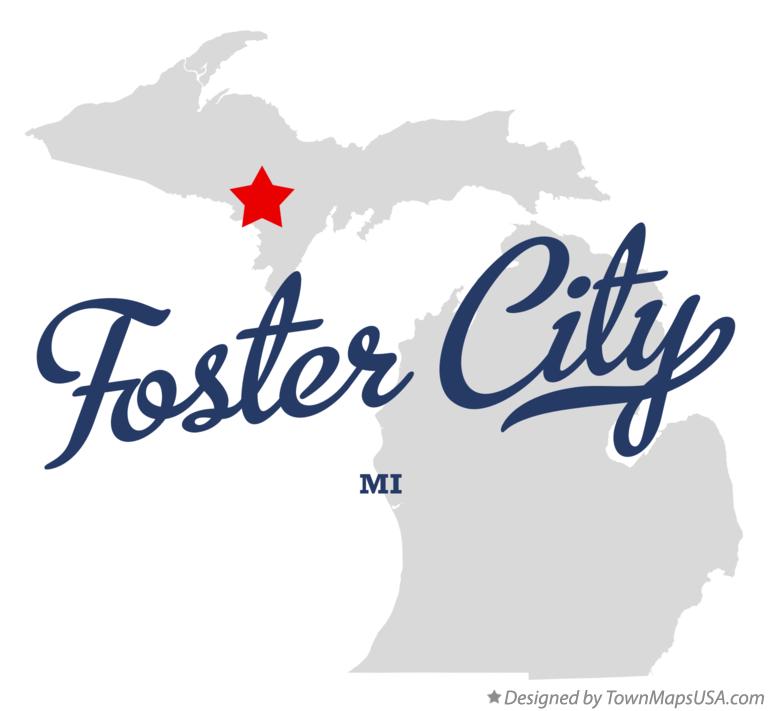 Map of Foster City, MI, Michigan