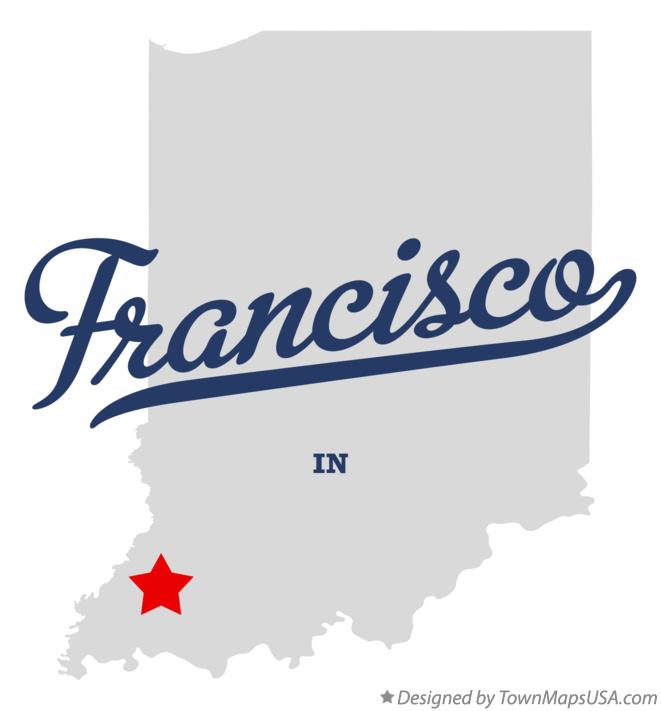Map of Francisco, IN, Indiana