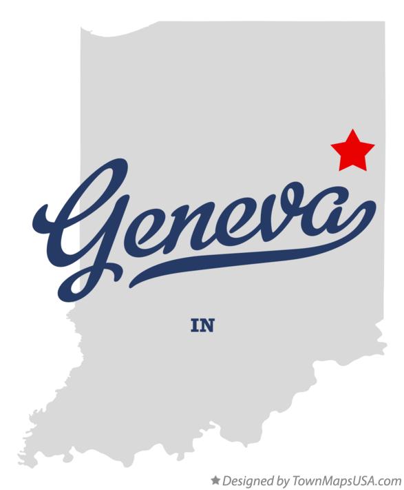 Map of Geneva, Adams County, IN, Indiana