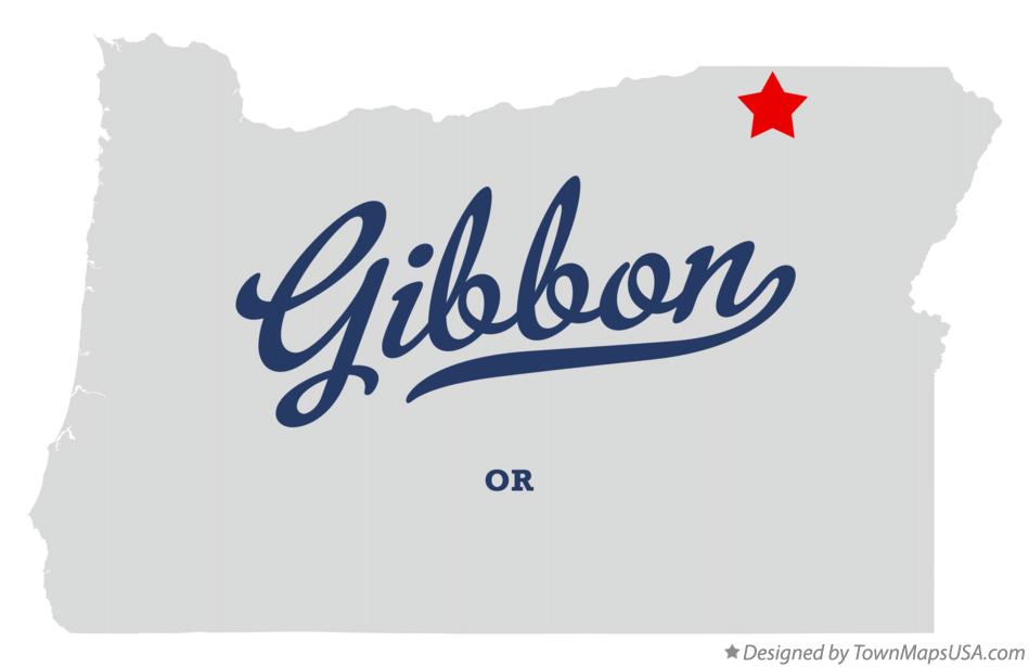 Map of Gibbon, OR, Oregon
