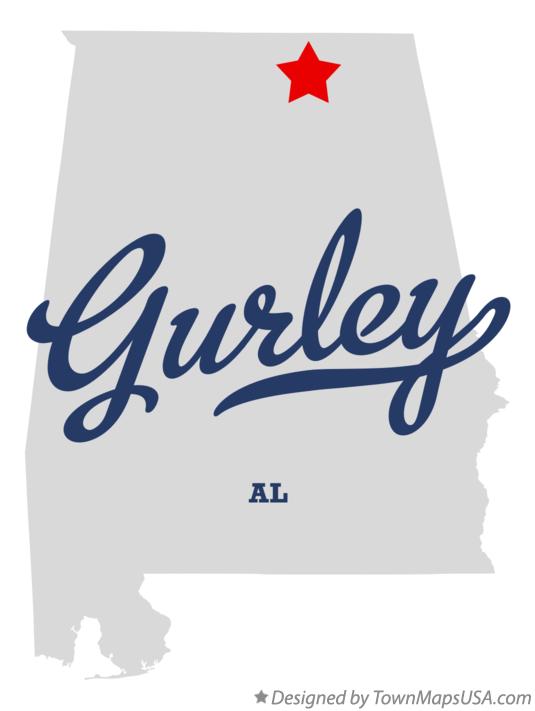 Map of Gurley, AL, Alabama