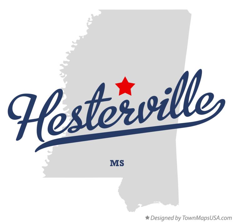Map of Hesterville, MS, Mississippi
