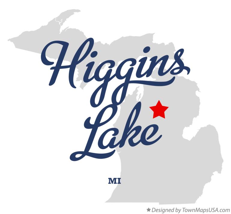 Map of Higgins Lake, Michigan