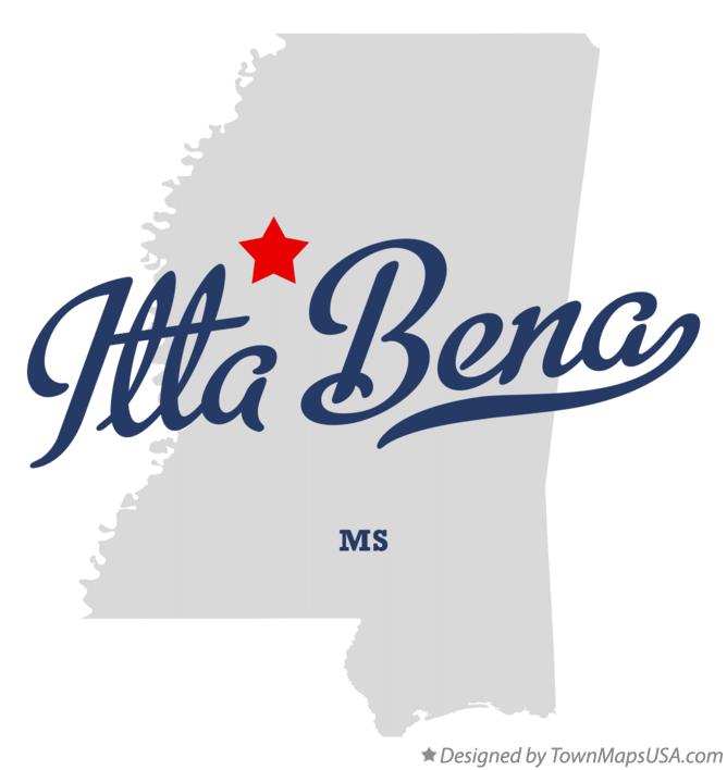 Map of Itta Bena, MS, Mississippi