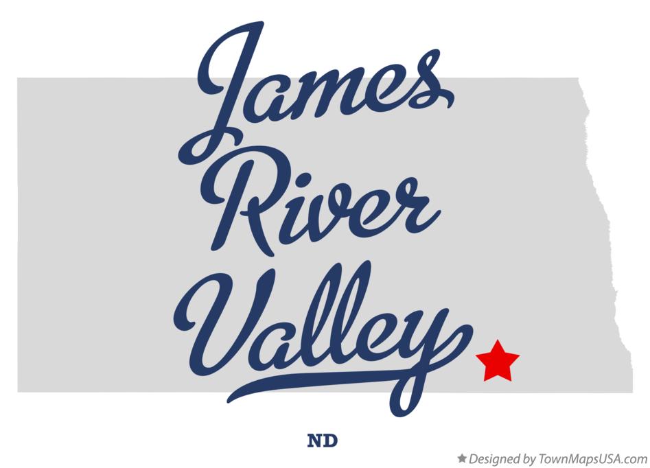 Map of James River Valley, ND, North Dakota