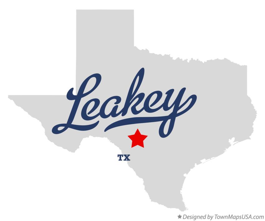 Map of Leakey, TX, Texas