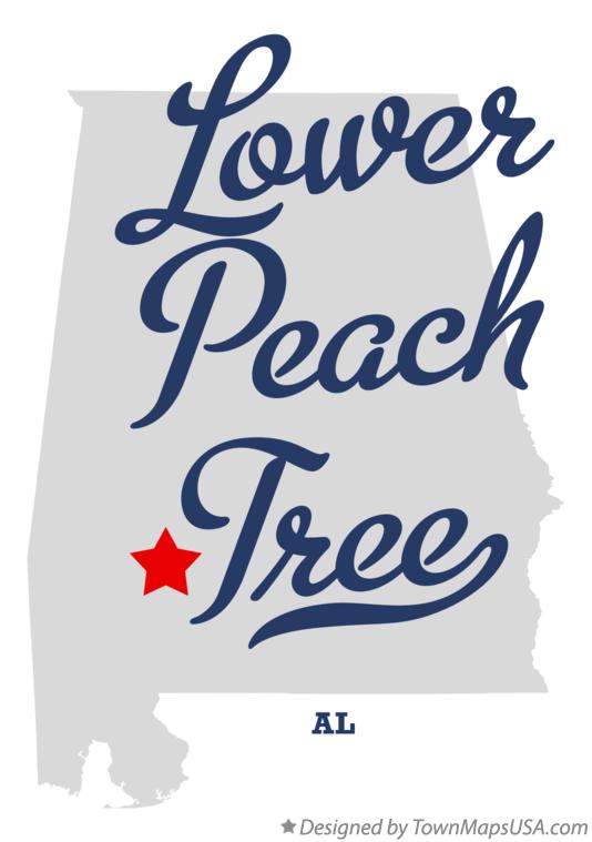 Map of Lower Peach Tree, AL, Alabama