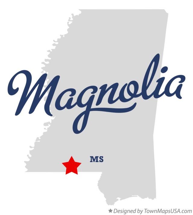 Map of Magnolia, MS, Mississippi