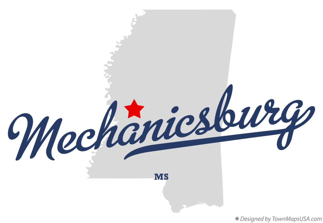 Map of Mechanicsburg, MS, Mississippi