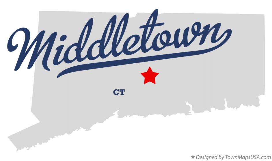 Map of Middletown, CT, Connecticut