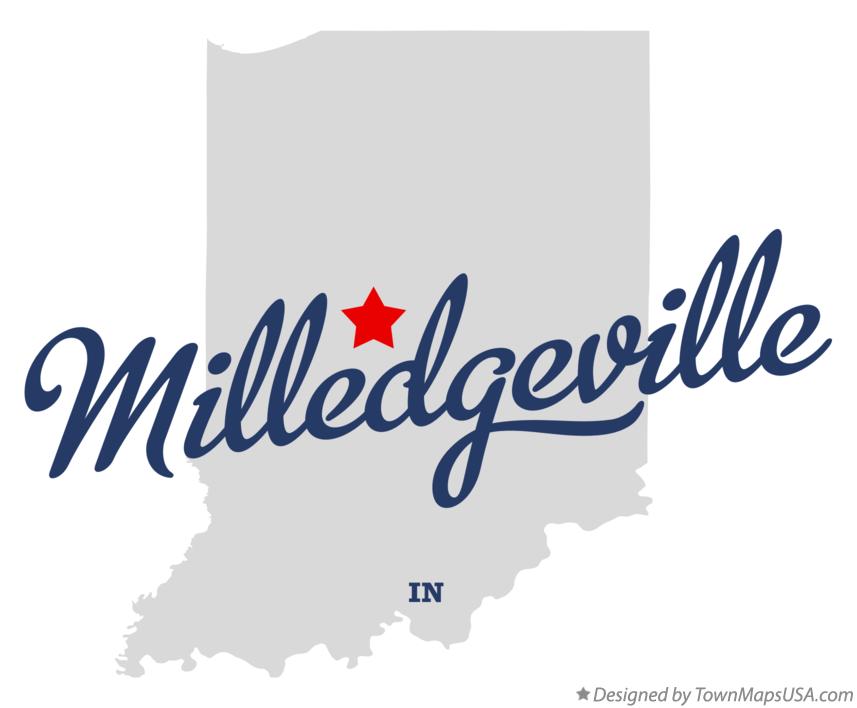 Map of Milledgeville, IN, Indiana
