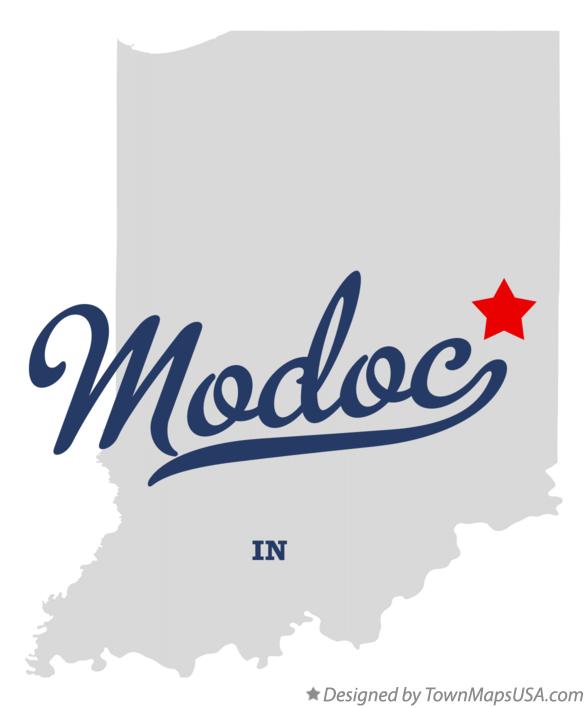 Map of Modoc, IN, Indiana