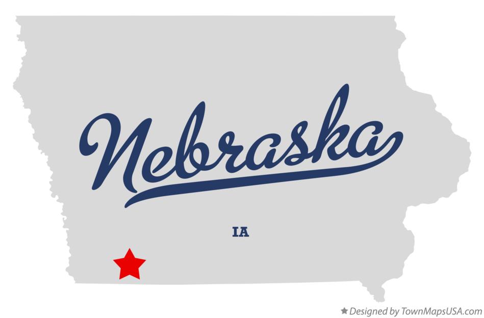 Map of Nebraska, IA, Iowa