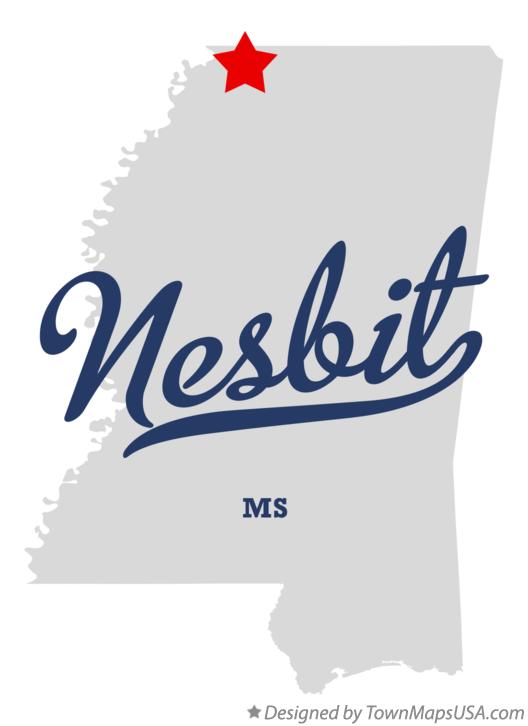 Map of Nesbit, MS, Mississippi