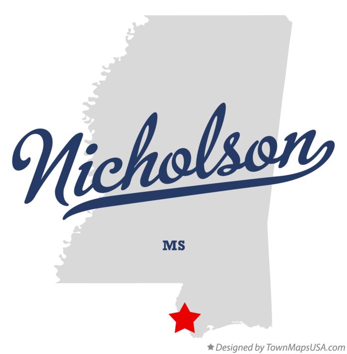 Map of Nicholson, MS, Mississippi