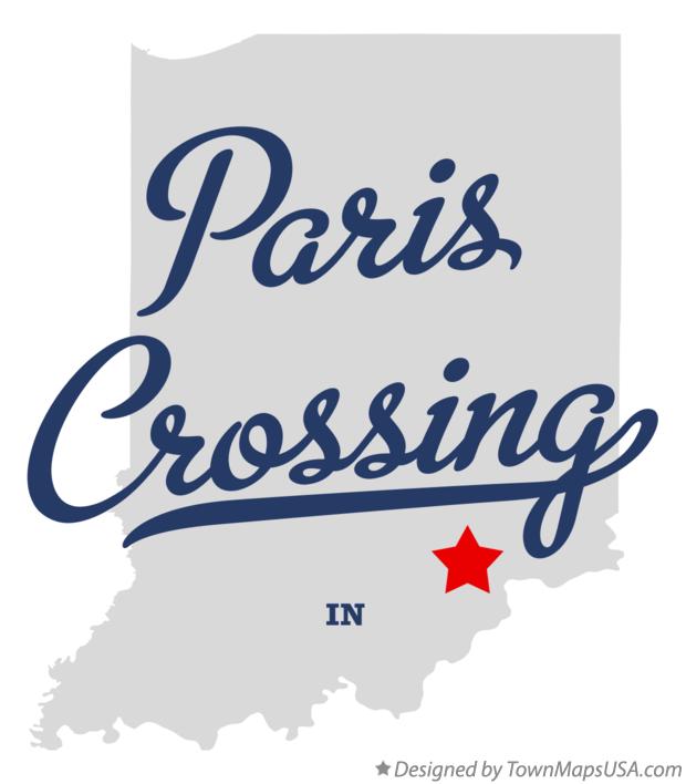 Map of Paris Crossing, IN, Indiana