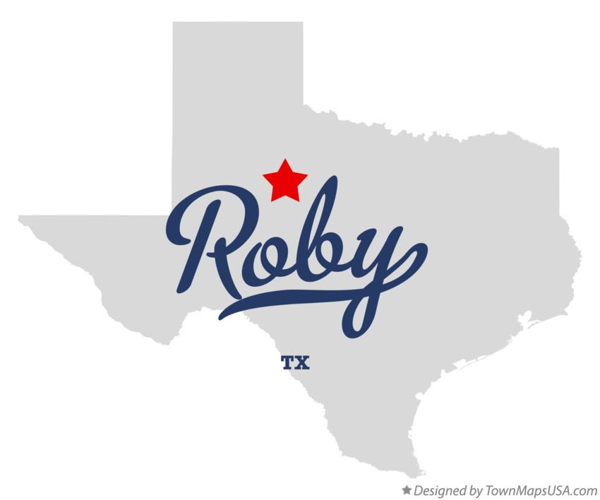 Map of Roby, TX, Texas