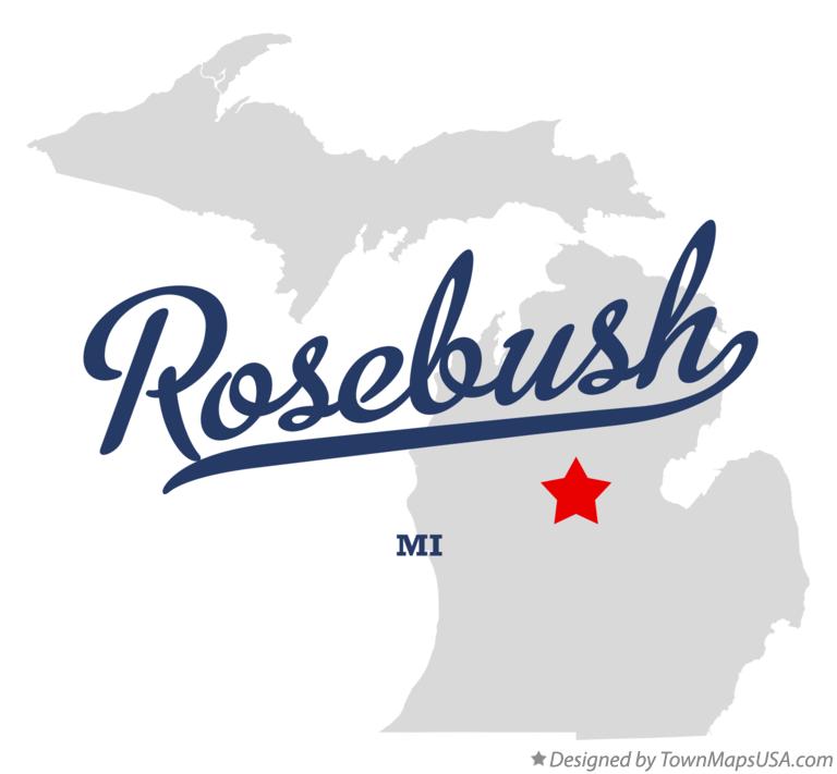 Map of Rosebush, MI, Michigan