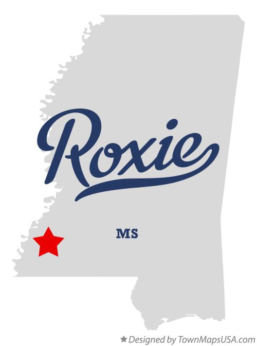 Map of Roxie, MS, Mississippi