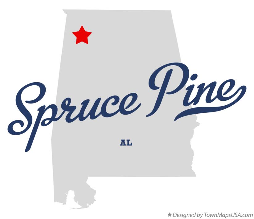Map of Spruce Pine, AL, Alabama