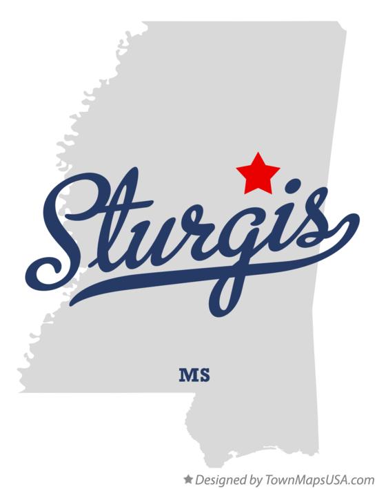 Map of Sturgis, MS, Mississippi