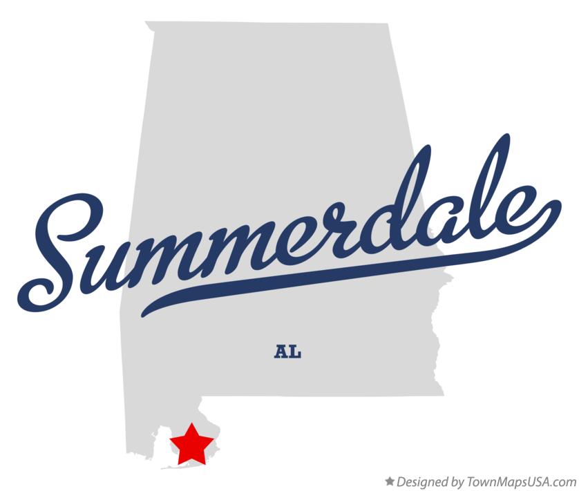 Map of Summerdale, AL, Alabama
