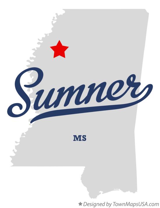 Map of Sumner, MS, Mississippi