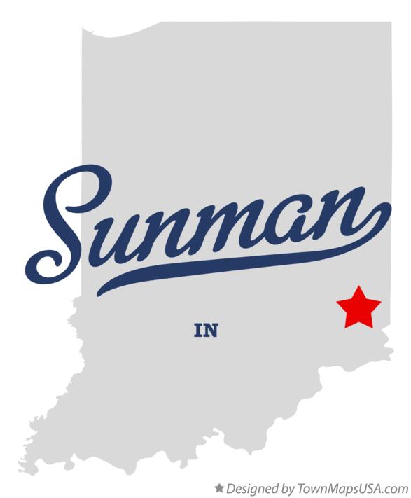 Map of Sunman, IN, Indiana